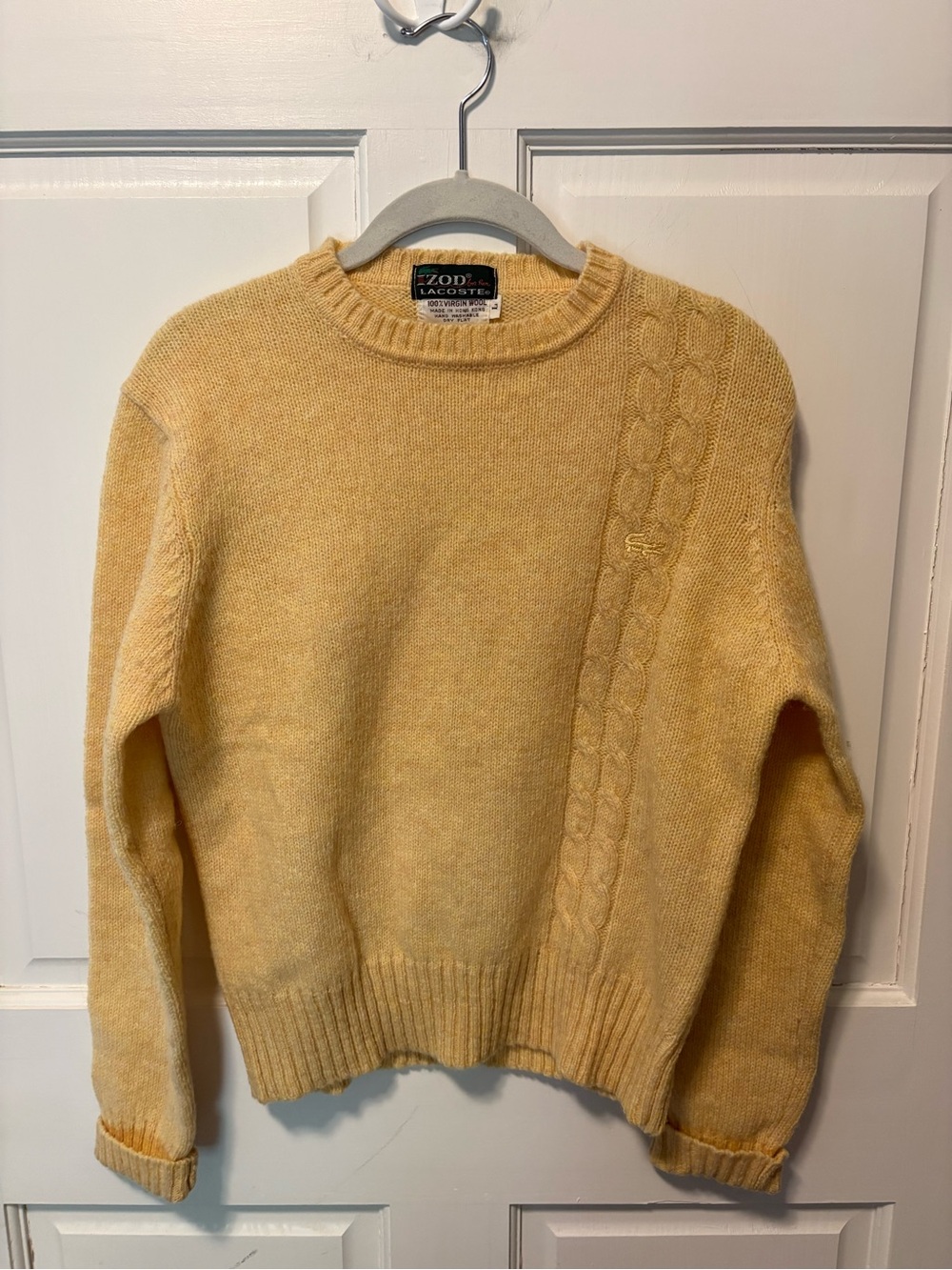 Izod Lacoste vintage 100% wool yellow pullover crewneck women’s sweater l large